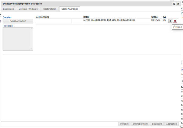 Importierte Rechnung - Anhänge Importierte Rechnung - Anhänge