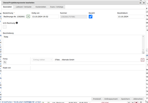 Eingangsrechnung - Basisdaten Eingangsrechnung - Basisdaten