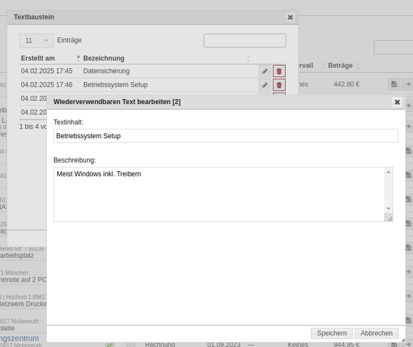 Textbaustein bearbeiten Textbaustein bearbeiten