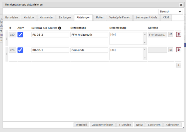 Zweigstellen im Kundenstamm Zweigstellen im Kundenstamm