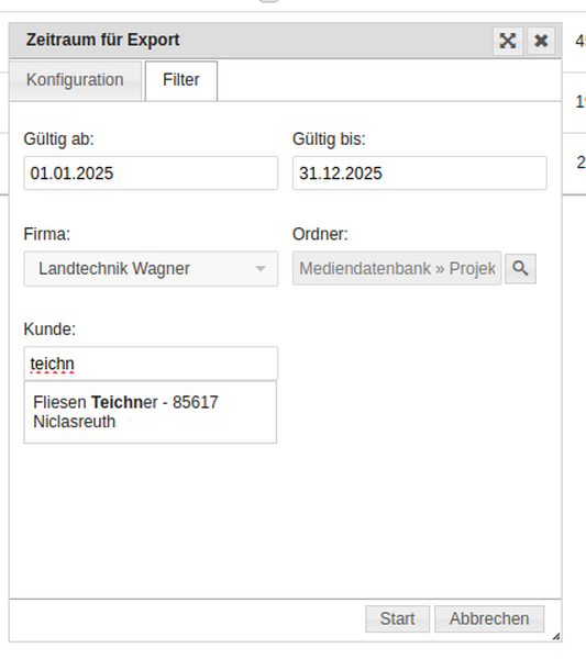 Rechnungen Exportieren - Filter auf bestimmten Kunden Rechnungen Exportieren - Filter auf bestimmten Kunden