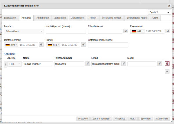 Kundendaten Kontakte Kundendaten Kontakte