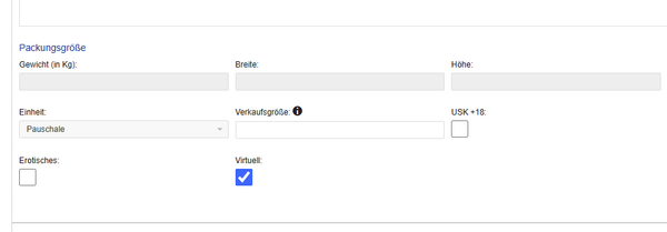 Lager - Artikel Zusatzfür Webshop - Packung Lager - Artikel Zusatzfür Webshop - Packung