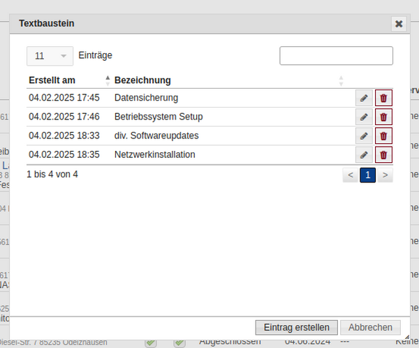 Textbausteine Liste Textbausteine Liste